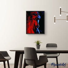 Laden Sie das Bild in den Galerie-Viewer, Malen nach Zahlen für Erwachsene | Rotes und blaues Pferd | Figured'Art