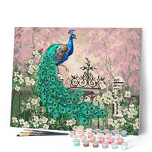 Laden Sie das Bild in den Galerie-Viewer, Malen nach Zahlen für Erwachsene | Pfau und weiße Blumen | Figured'Art