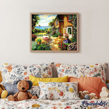 Laden Sie das Bild in den Galerie-Viewer, Malen nach Zahlen für Erwachsene | Auf der Hausterrasse am Meer | Figured'Art