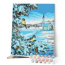 Laden Sie das Bild in den Galerie-Viewer, Malen nach Zahlen für Erwachsene | Zwei Vögel im Schnee | Figured'Art