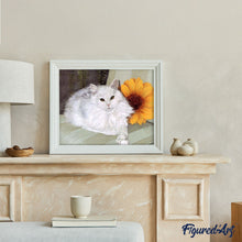 Laden Sie das Bild in den Galerie-Viewer, Malen nach Zahlen für Erwachsene | Weiße Katzen und Sonnenblume | Figured'Art