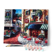 Laden Sie das Bild in den Galerie-Viewer, Malen nach Zahlen für Erwachsene | Kleines Restaurant in der Altstadt | Figured'Art