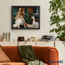 Laden Sie das Bild in den Galerie-Viewer, Malen nach Zahlen für Erwachsene | Kleines Mädchen und Ente | Figured'Art