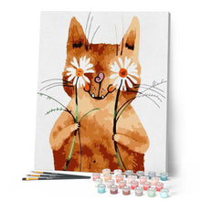 Laden Sie das Bild in den Galerie-Viewer, Malen nach Zahlen für Erwachsene | Katze und die Gänseblümchen | Figured'Art
