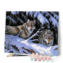 Laden Sie das Bild in den Galerie-Viewer, Malen nach Zahlen für Erwachsene | Wölfe im Winter | Figured'Art