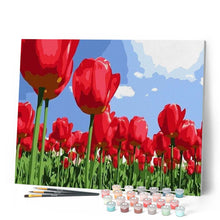 Laden Sie das Bild in den Galerie-Viewer, Malen nach Zahlen für Erwachsene | Rote Tulpen | Figured'Art