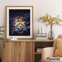 Laden Sie das Bild in den Galerie-Viewer, Malen nach Zahlen für Erwachsene | Tiger im Wasser | Figured'Art