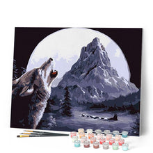 Laden Sie das Bild in den Galerie-Viewer, Malen nach Zahlen für Erwachsene | Wolf in den Himmel heulend | Figured'Art