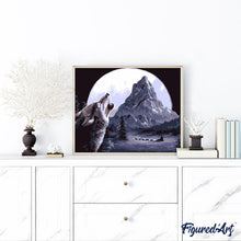 Laden Sie das Bild in den Galerie-Viewer, Malen nach Zahlen für Erwachsene | Wolf in den Himmel heulend | Figured'Art