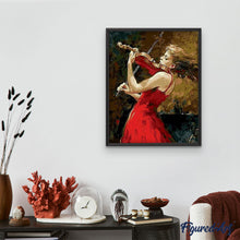 Laden Sie das Bild in den Galerie-Viewer, Malen nach Zahlen für Erwachsene | Violinistin im roten Kleid | Figured'Art