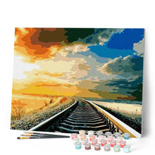 Laden Sie das Bild in den Galerie-Viewer, Malen nach Zahlen für Erwachsene | Schienen im Sonnenuntergang | Figured'Art