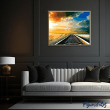 Laden Sie das Bild in den Galerie-Viewer, Malen nach Zahlen für Erwachsene | Schienen im Sonnenuntergang | Figured'Art