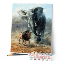 Laden Sie das Bild in den Galerie-Viewer, Malen nach Zahlen für Erwachsene | Löwe und Elefant | Figured'Art