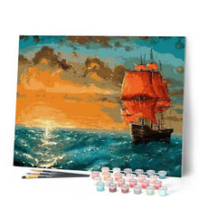 Laden Sie das Bild in den Galerie-Viewer, Malen nach Zahlen für Erwachsene | Segelboot bei Sonnenaufgang | Figured'Art