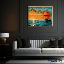 Laden Sie das Bild in den Galerie-Viewer, Malen nach Zahlen für Erwachsene | Segelboot bei Sonnenaufgang | Figured'Art