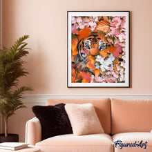 Laden Sie das Bild in den Galerie-Viewer, Malen nach Zahlen für Erwachsene | Tiger und Blumen | Figured'Art