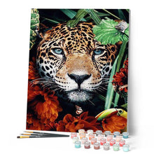 Laden Sie das Bild in den Galerie-Viewer, Malen nach Zahlen für Erwachsene | Panther und Blätter | Figured'Art