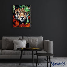 Laden Sie das Bild in den Galerie-Viewer, Malen nach Zahlen für Erwachsene | Panther und Blätter | Figured'Art