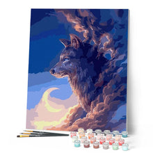 Laden Sie das Bild in den Galerie-Viewer, Malen nach Zahlen für Erwachsene | Wolf und Mond | Figured'Art