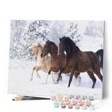 Laden Sie das Bild in den Galerie-Viewer, Malen nach Zahlen für Erwachsene | Pferde im Schnee | Figured'Art