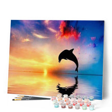 Laden Sie das Bild in den Galerie-Viewer, Malen nach Zahlen für Erwachsene | Delfin am Sonnenuntergang | Figured'Art