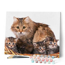 Laden Sie das Bild in den Galerie-Viewer, Malen nach Zahlen für Erwachsene | Katze und ihre Jungen | Figured'Art