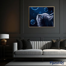 Laden Sie das Bild in den Galerie-Viewer, Malen nach Zahlen für Erwachsene | Katze und blaue Blasen | Figured'Art