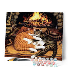 Laden Sie das Bild in den Galerie-Viewer, Malen nach Zahlen für Erwachsene | Katzen vor dem Feuer | Figured'Art