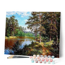 Laden Sie das Bild in den Galerie-Viewer, Malen nach Zahlen für Erwachsene | Waldlandschaft und Teich | Figured'Art