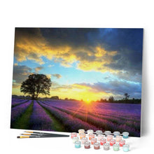 Laden Sie das Bild in den Galerie-Viewer, Malen nach Zahlen für Erwachsene | Lavendelfeld bei Sonnenuntergang | Figured'Art