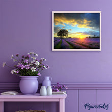 Laden Sie das Bild in den Galerie-Viewer, Malen nach Zahlen für Erwachsene | Lavendelfeld bei Sonnenuntergang | Figured'Art