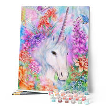 Laden Sie das Bild in den Galerie-Viewer, Malen nach Zahlen für Erwachsene | Schönen Einhorn zwischen Blumen | Figured'Art
