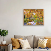 Laden Sie das Bild in den Galerie-Viewer, Malen nach Zahlen für Erwachsene | Bäume mit gelben Blättern am Fluss | Figured'Art