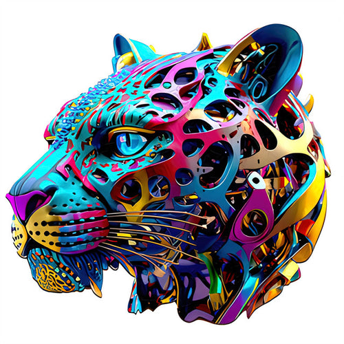 2D Holzpuzzle – Mehrfarbiger Jaguar
