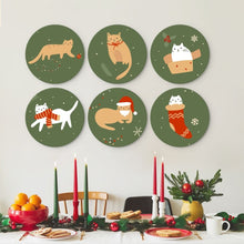 Laden Sie das Bild in den Galerie-Viewer, Mini Serie Malen nach Zahlen - Scheiben Ø20cm (6 Stück) - Weihnachtsecke der Katze