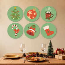 Laden Sie das Bild in den Galerie-Viewer, Mini Serie Malen nach Zahlen - Scheiben Ø20cm (6 Stück) - Grüne Weihnachtsikonen