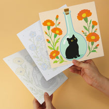Laden Sie das Bild in den Galerie-Viewer, Mini Serie Malen nach Zahlen 20x20 cm (6 Stück) - Botanische schwarze Katzen