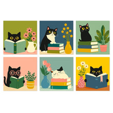 Laden Sie das Bild in den Galerie-Viewer, Mini Serie Malen nach Zahlen 20x20 cm (6 Stück) - Literarische Katzen Figured'Art