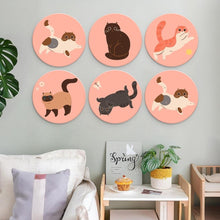 Laden Sie das Bild in den Galerie-Viewer, Mini Serie Malen nach Zahlen - Scheiben Ø20cm (6 Stück) - Die neugierigen Katzen