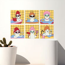 Laden Sie das Bild in den Galerie-Viewer, Mini Serie Malen nach Zahlen 20x20 cm (6 Stück) - Spa-Tag für Katzen 1