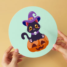 Laden Sie das Bild in den Galerie-Viewer, Mini Serie Malen nach Zahlen - Scheiben Ø20cm (6 Stück) - Halloween-Kätzchen