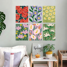 Laden Sie das Bild in den Galerie-Viewer, Mini Serie Malen nach Zahlen 15x20 cm (6 Stück) - Leuchtende Blumen