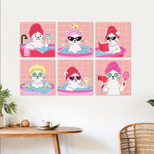 Laden Sie das Bild in den Galerie-Viewer, Mini Serie Malen nach Zahlen 20x20 cm (6 Stück) - Spa-Tag für Katzen 2