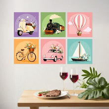 Laden Sie das Bild in den Galerie-Viewer, Mini Serie Malen nach Zahlen 20x20 cm (6 Stück) - Retro-Fahrten