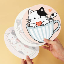 Laden Sie das Bild in den Galerie-Viewer, Mini Serie Malen nach Zahlen - Scheiben Ø20cm (6 Stück) - Katzen und Teetassen