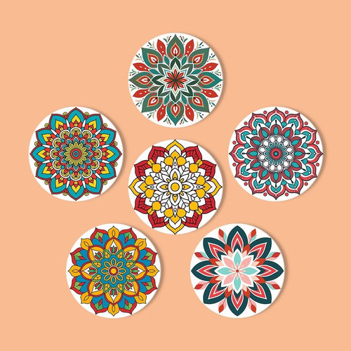 Malen nach Zahlen 15 cm Untersetzer (6 Stück) - Bunte Untersetzer Mandala