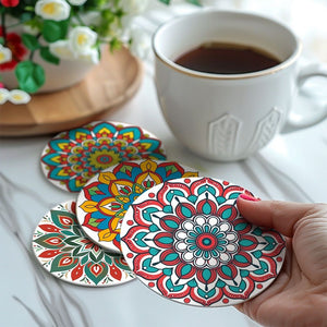 Malen nach Zahlen 15 cm Untersetzer (6 Stück) - Bunte Untersetzer Mandala