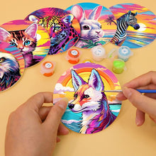 Laden Sie das Bild in den Galerie-Viewer, Malen nach Zahlen 15 cm Untersetzer (6 Stück) - Pop Art Wildtiere