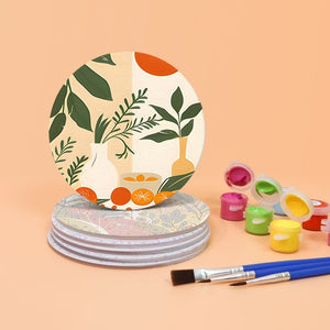 Malen nach Zahlen 15 cm Untersetzer (6 Stück) - Modernes Botanisches Design