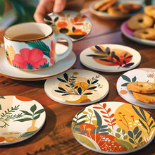 Laden Sie das Bild in den Galerie-Viewer, Malen nach Zahlen 15 cm Untersetzer (6 Stück) - Modernes Botanisches Design